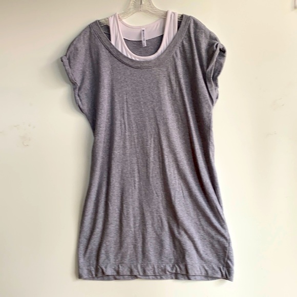 Fabletics Dresses & Skirts - Fabletics size x-large gray cotton jersey dress with white tank accent